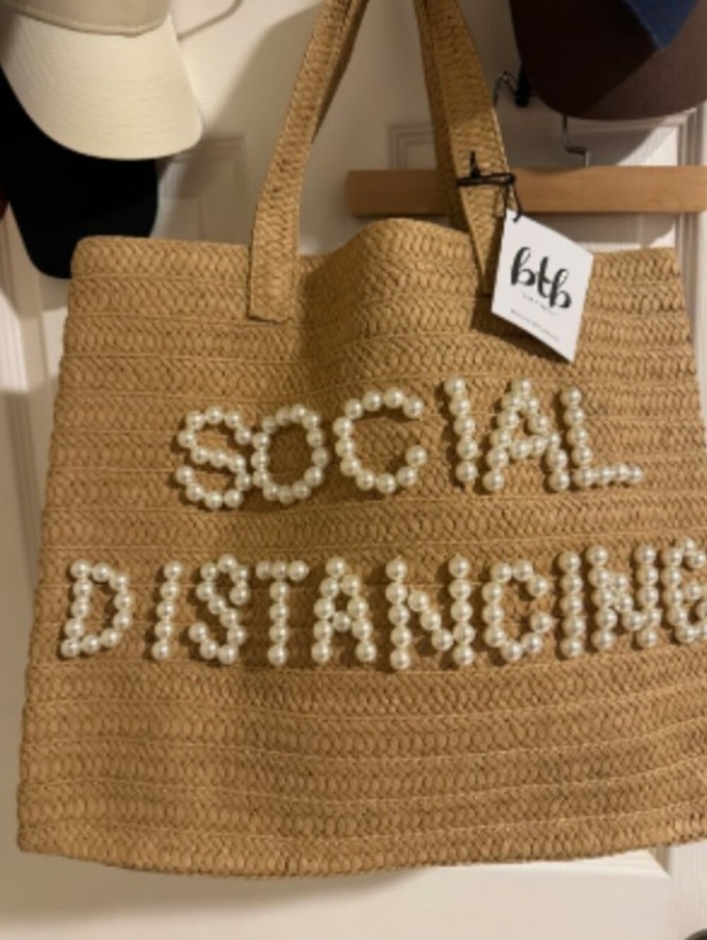 ✨🤍✨'Social Distancing' Straw Tote Bag